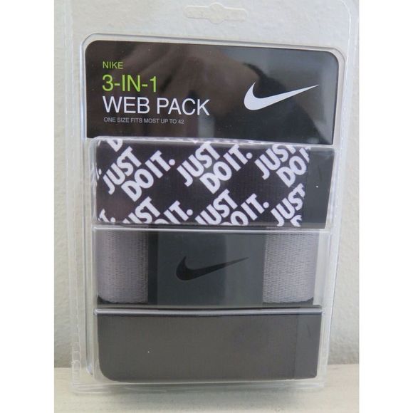 Nike DS5025924MB Men's Sz O/S Up To 42" Black/Gray Web Pack Dust Belt (3 Pack) - Picture 1 of 4